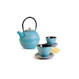 Tetera De Hierro Fundido Con Filtro + 2 Tazas Y Platos Ibili